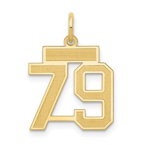 Black Bow Jewelry 14k Yellow Gold, Jersey Collection, Small Number 79 Pendant - 1 of 4