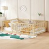 QingMoon Twin Size Wooden Bed Frame with Door and Safety Guardrails, Montessori Floor Bed, Platform Bed for Girls and Boys, Noise Free - 3 of 4