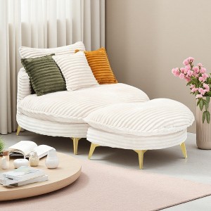 65" Corduroy Two-Seater Chair with 3 Matching Pillows - 1 of 4