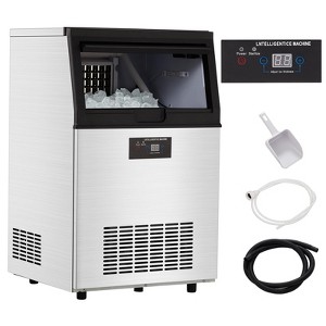 Commercial Undercounter Ice Maker Machine  - Stainless Steel Freestanding  Storage ， Cylinder Ice Cube Maker for Restaurants/Bars - 1 of 4