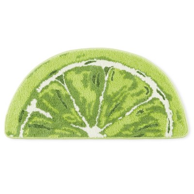 TOWN & COUNTRY PLAY Citrus Slice Lemon Half Circle Shaped Bath Mat, Absorbent Tufted Floor Mat, Machine Washable, Yellow, 34.7"x18.1"