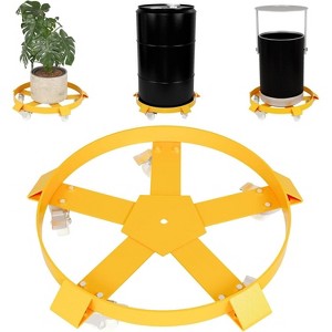 Acekool 55 Gallon Heavy Duty Drum Dolly, 1000 lbs Capacity Barrel Cart with 4 Swivel Casters, Steel Frame, Non-Tipping, Yellow - 1 of 4