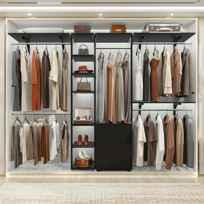 Aheaplus 96'' Wide Heavy-duty Closet Organizer System with Drawers and Tower Kit