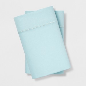 Standard 400 Thread Count Cotton Performance Pillowcase Set Aqua - Opalhouse , Blue