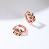 Anna-Kaci Women's Leaf - Shaped Hoop Earrings with Green Crystals - 3 of 4