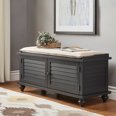 Everly Velvet Cushion Storage Bench - Inspire Q