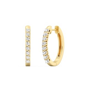 GILDED 14K Gold Plated Sterling Silver Hoop Earrings with Lab Grown Diamonds, Hinged Diamond Hoops for Women – Elegant Gold Hoops Jewelry - 1 of 4