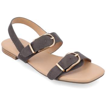 Journee Collection Womens Twylah Low Stacked Heel Sling Back Sandals