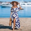 Women's Off-Shoulder Ruffle Smoked Waist Printed Maxi Dress - Cupshe - 3 of 4