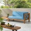 Christopher Knight Home Brava Outdoor Acacia Wood Right Arm Loveseat and Coffee Table Set with Cushion - 2 of 4