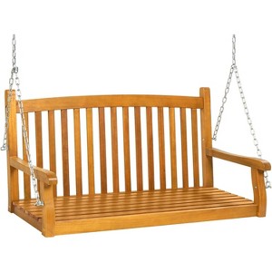 WhizMax Classic Weather-Resistant Acacia Wood Porch Swing - 1 of 4