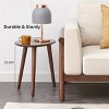25.6" Walnut Solid Oak Wood Coffee Table,Mid Century Modern Pebble Shaped Accent Side Table for Living Room,Small Spaces-Baofuwish - 2 of 4