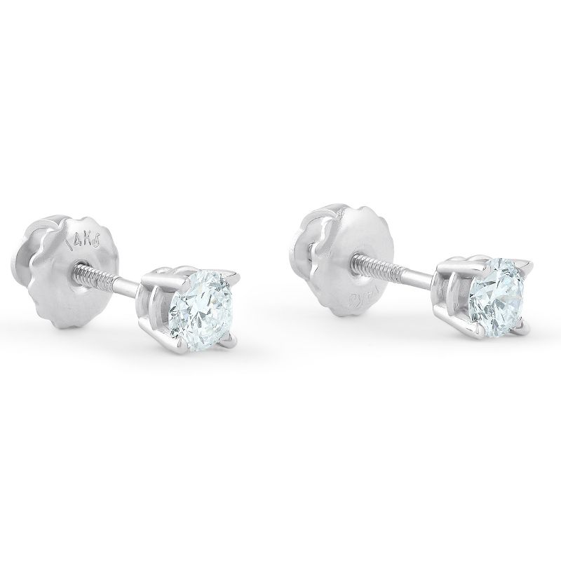 Pompeii3 1/2Ct Certified Diamond Screw Back Studs in 14k White or Yellow Gold Lab Created, 2 of 5