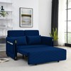 54" Modern Convertible Sofa Bed With 2 Detachable Arm Pockets Velvet Loveseat Sofa With Pull Out Bed 2 Pillows Adjustable Backrest Design Armrests - 2 of 4