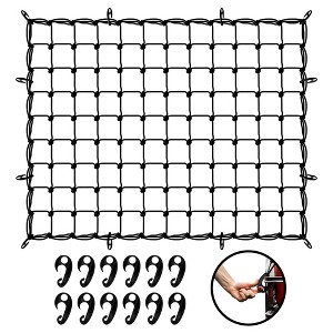 Mockins 50" X 36" Heavy Duty Bungee Cargo Net | Stretches to 100" X 75" | 12 Hooks - 1 of 4