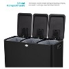 Home Zone Living 24 Gallon Triple-Compartment Stainless Steel Kitchen Trash Can with Step Pedals and Soft-Close Lids, Black - 2 of 4