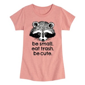 Girls' - Instant Message - Small Trash Cute Raccoon Fitted Short Sleeve Graphic T-Shirt - 1 of 4