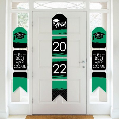 Big Dot of Happiness Green Grad - Best is Yet to Come - Hanging Vertical Paper Door Banners - 2022 Green Grad Party Wall Decor Kit- Indoor Door Decor