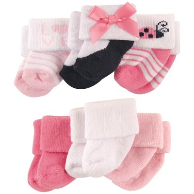 Luvable Friends Baby Girl Newborn and Baby Socks Set, Ladybug, 0-3 Months