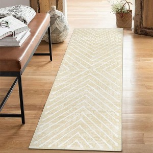 Modern Area Rug Farmhouse Geometric Lines Accent Rug Indoor Washable Rug - 1 of 4