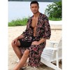 Men's Lightweight Robe Jackets Paisley Printed Bathrobes Open Front Long Cardigan with Pockets - 4 of 4