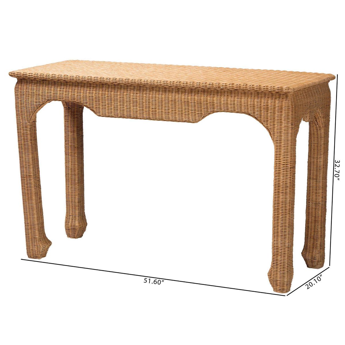 bali & pari Abena Handwoven Natural Rattan Console Table Light Honey - thumbnail 6