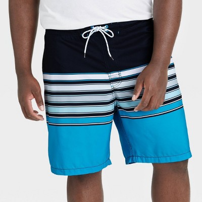 Men's Big & Tall 9" Striped Regular Fit Board Shorts - Goodfellow & Co™ Blue 2XL