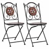 vidaXL Folding Bistro Chairs 2 Pcs Mosaic Bistro Outdoor Patio Chair Ceramic - Brown - 2 of 4
