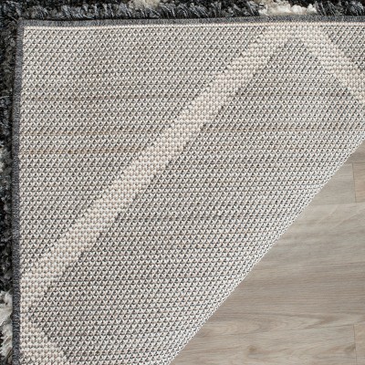 Reversible Dark Grey/Ivory Diamond Shag 6' x 9' Area Rug