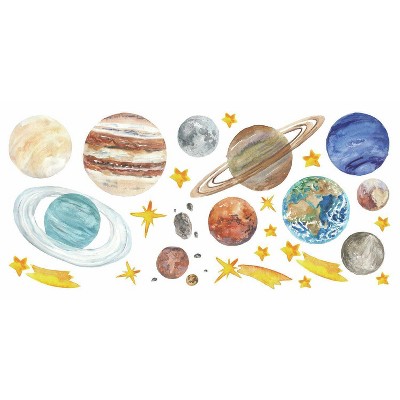 Watercolor Planets Peel and Stick Giant Wall Decals