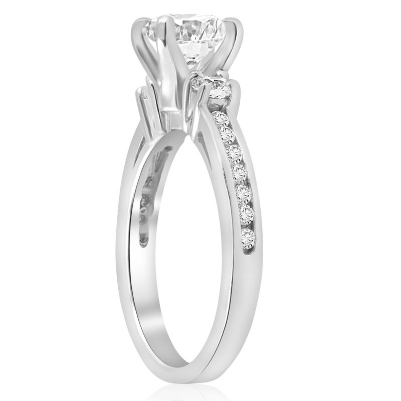 Pompeii3 1 ct Diamond Engagement Ring 3-Stone 14K White Gold, 3 of 5