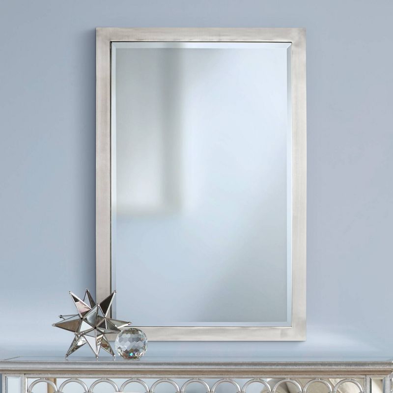 Possini Euro Design Metzeo Rectangular Vanity Wall Mirror Modern Beveled Glass Brushed Nickel Metal Frame 33" Wide for Bathroom Bedroom Home Entryway, 2 of 10