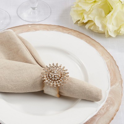 Beige and Gold Beaded Iron Napkin Rings, Set of 4