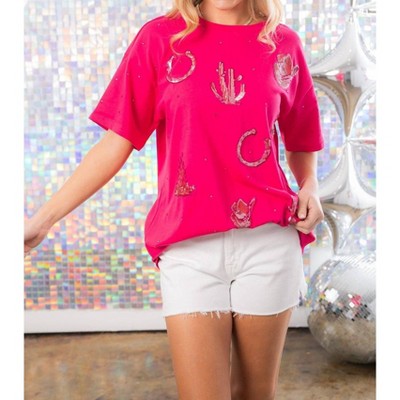 Women's In My Western Era Sequin Tee - Blue B