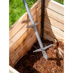 Gardener's Supply Company Double-up Compost Aerator Tool - Durable Steel with Rubber Handle for Easy Turning & Mixing Outdoor Compost Bin - black