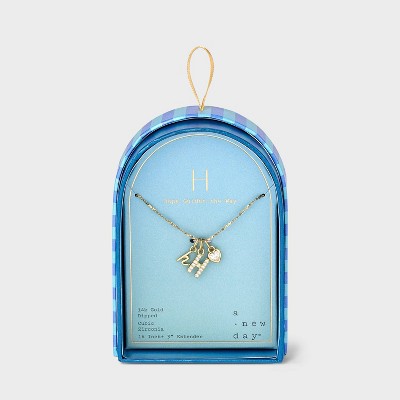14K Gold Dipped Charm Initial Pendant Necklace - A New Day™ Gold