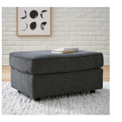 34'' Slate Gray Upholstered Rectangular Ottoman