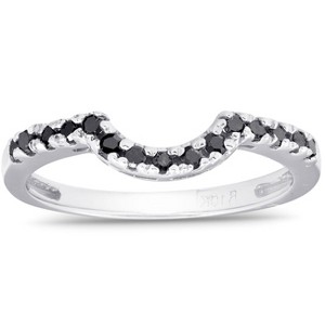 Pompeii3 1/4ct Black Diamond Curved Ring 14k White Gold - 1 of 4