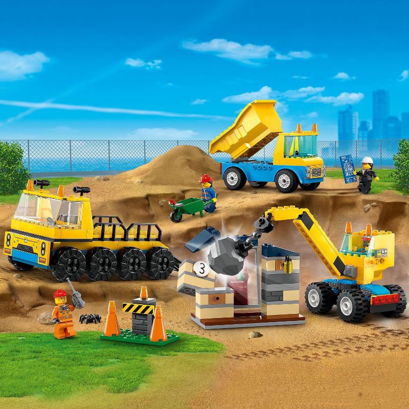 LEGO City Construction Trucks and Wrecking Ball Crane Building Toy Set 60391, 5 of 8
