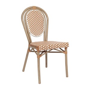 Merrick Lane Celia Stacking Thonet Bistro Style Chair, PE Rattan Seat, and Metal Frame for Indoor/Outdoor Use - 1 of 4