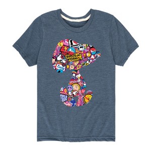 Boys' - Peanuts - Snoopy Silhouette Pattern Short Sleeve Graphic T-Shirt - 1 of 4