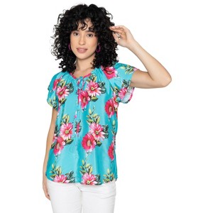 HAPPY BAY Women's Dressy Short Sleeve Top Summer Party Business PleatedT Shirts Trendy Fashion Tops Casual Flowy Tunic Tops For Women - 1 of 4