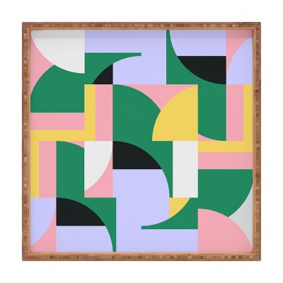 Ninola Design Bauhaus Shapes Spring 12" x 12" Medium Square Bamboo Tray - Deny Designs