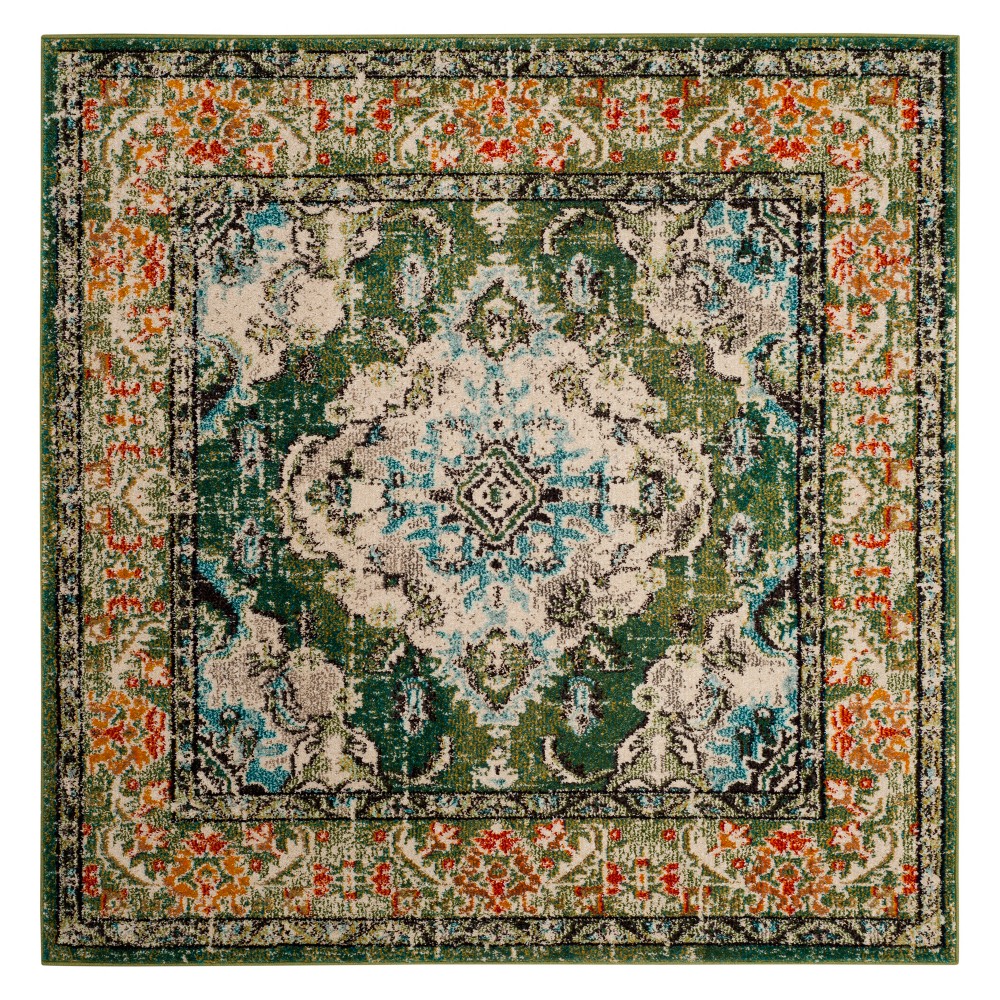 5'X5' Medallion Square Area Rug Green/Light Blue - Safavieh