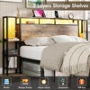 Platform Bed Frame with Headboard, 3-Tier Storage Shelves & 2 Drawers, Brown - 3 of 4