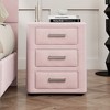 Okak Full Platform Bed Frame with 2 Nightstands Velvet Upholstered Bed with Vertical Channel Tufted Headboard No Springs Required, Pink - 4 of 4