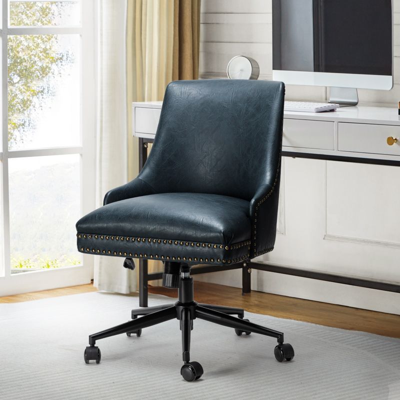 Idalia Swivel Task Chair Leather-like Fabric Desk Chair Height-adjustable Office Chair | Karat Home, 3 of 14