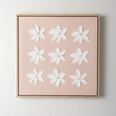 Sullivans Textured Flowers Wall Decor 23.75"H; Pink