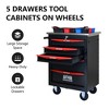 HANPURE 5-Drawer Rolling Tool Cart with Wheels, Metal Storage for Garage/Workshop, Stainless Steel Top - Black & Red - 2 of 4