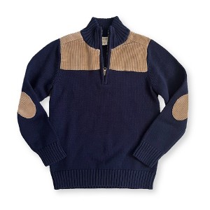 Hope & Henry Boys' Long Sleeve Half Zip Pullover Sweater with Corduroy Yoke, Infant - 1 of 3